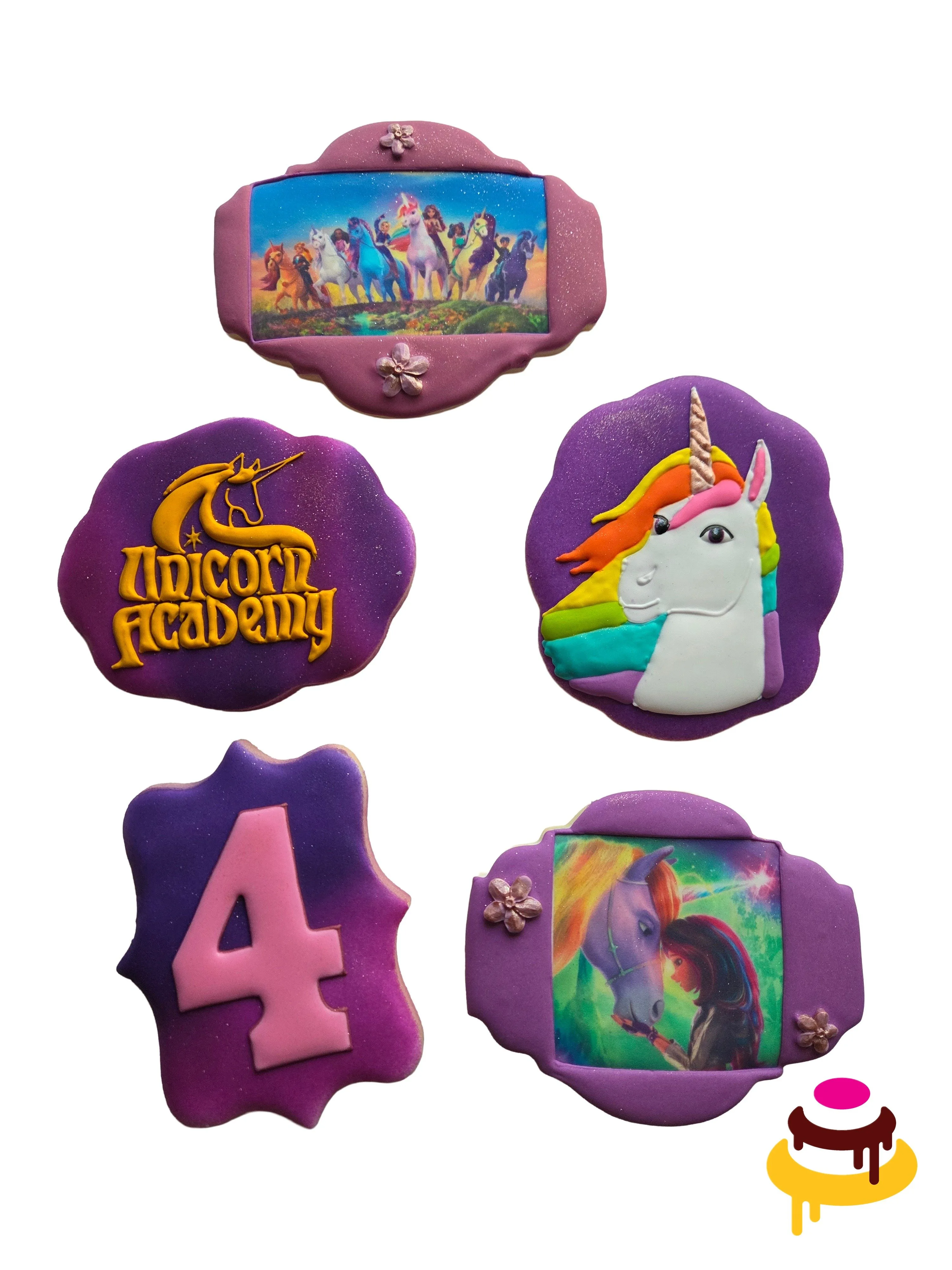 Custom hand-piped Unicorn Academy cookies San Francisco Bay Area